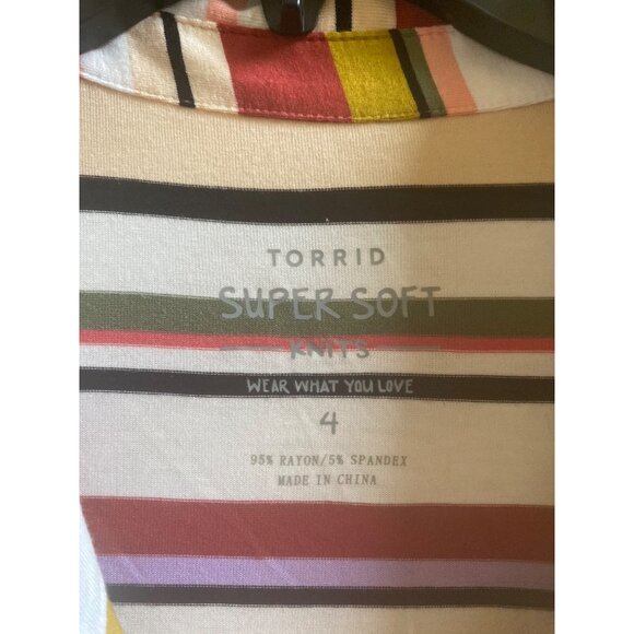 Torrid Womens Striped Super Soft Knit Button-Front Dress With Pockets Size 4 Ray - Picture 3 of 5